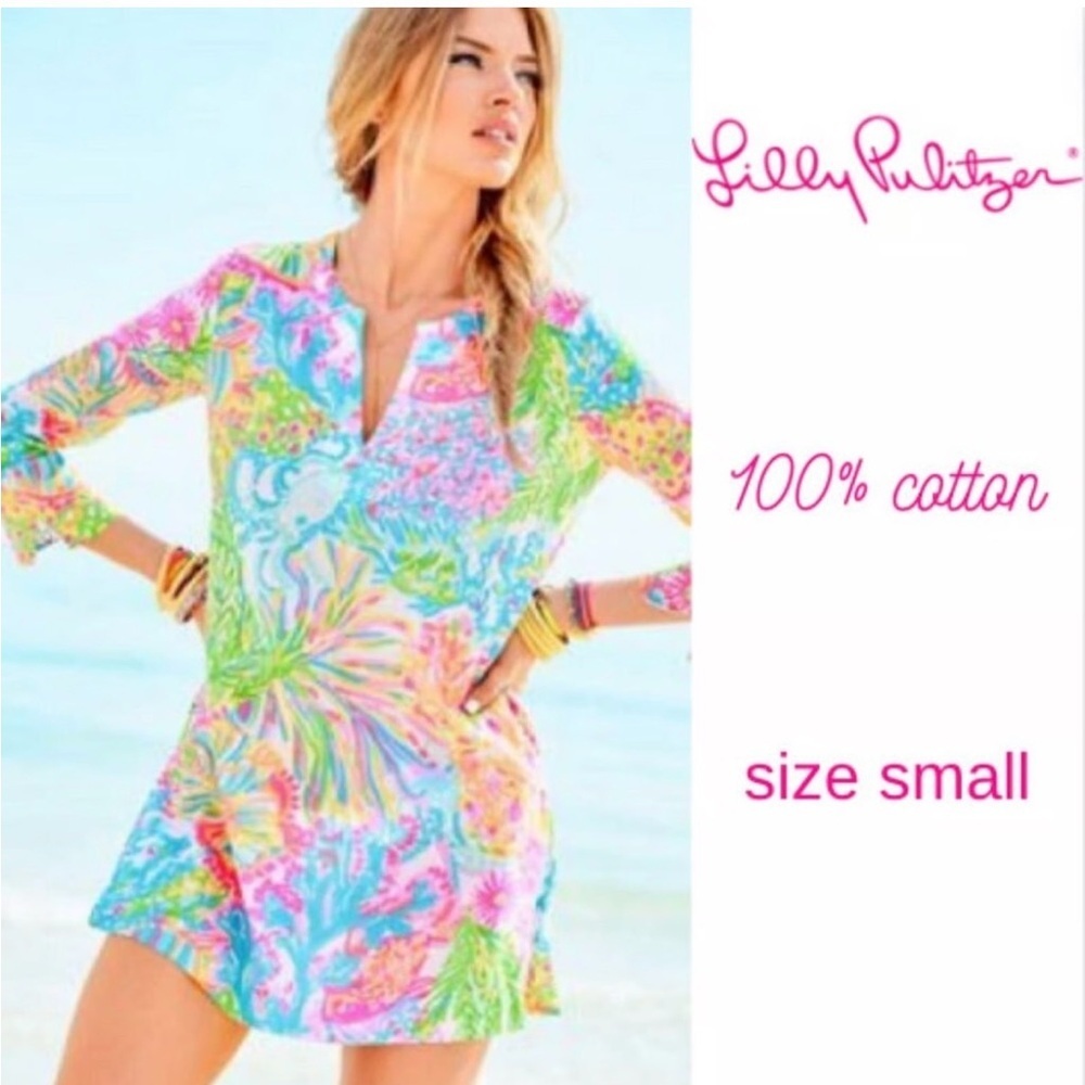 Lilly Pulitzer 100% Cotton Tropical Print Swim Coverup | Size Small - Picture 3 of 3